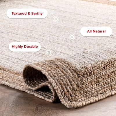 Eleonora White and Beige Braided Jute Square Rug