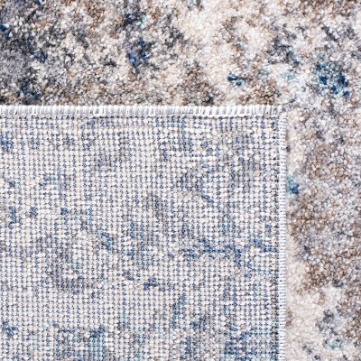 Aston Abstract Gray and Navy Round Synthetic Area Rug, 54 in