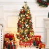 GustoWave 4.5FT Christmas Tree, Pre-Lit Artificial Mini Christmas Tree with 8 Mode Includes Red Berries & Sleigh Base - 3 of 4