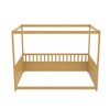 CAVINAS Twin/Full Size Canopy Floor Beds with Guardrails for Kids,Wooden Canopy Toddler Bed,Floor Bed Frame for Girls,Boys,Box Spring Required - 2 of 4