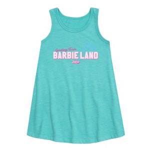 Girls' - Barbie - Greetings From Barbie Land Graphic Sleeveless Aline Dress - 1 of 3
