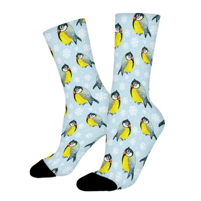 Bullfinch Birds Women Printed Crew Socks Funny Funky Socks Soft Polyester Novelty Gifts for Artists Men