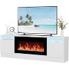 70-inch 2-in-1 Media Console with Electric Fireplace Insert - Water-Resistant Engineered Wood, Enclosed & Open Storage, Built-in Cable Management - 3 of 4