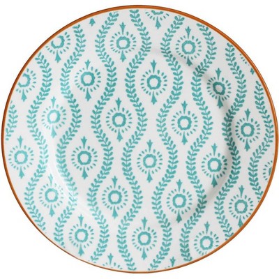 Turquoise Glazed Ceramic 16-Piece Dinnerware Set with Trim Embellishment