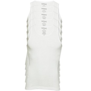 Buffalo Men’s Ribbed A-Shirts 5-Pack – Classic Fit Cotton Tank Tops, White Undershirts - 1 of 4