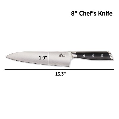 8-Inch Black Stainless Steel Chef's Knife with Forged Handle