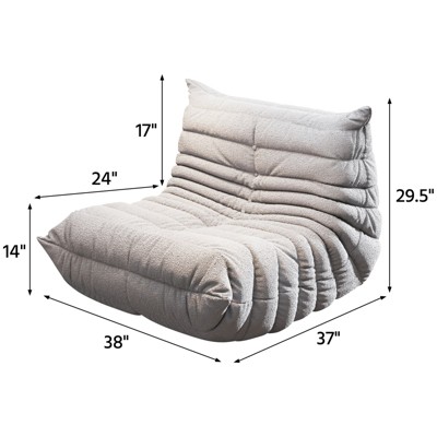 SYFERLORY Soft Beanbag Chair - Memory Foam Floor Sofa for Living Room, Bedroom or Office - Single Seat Lounger with Removable Cover，Gray
