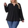 Agnes Orinda Women's Plus Size Chiffon Pleated Back V Neck Long Sleeve Rolled Up Dressy Casual Blouses - image 2 of 4