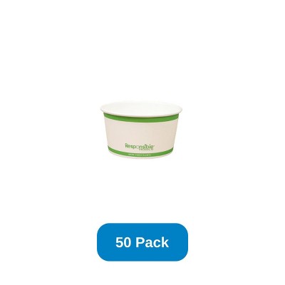Responsible Products 12 oz Hot & Cold Paper Food Container PLA Lined Compostable - Pack of 50
