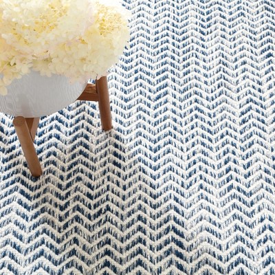 Coastal Blue Herringbone Handwoven Indoor Rug