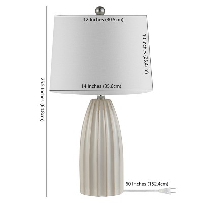 Kayden 25.5" Ivory Ceramic Table Lamp with Pleated Design