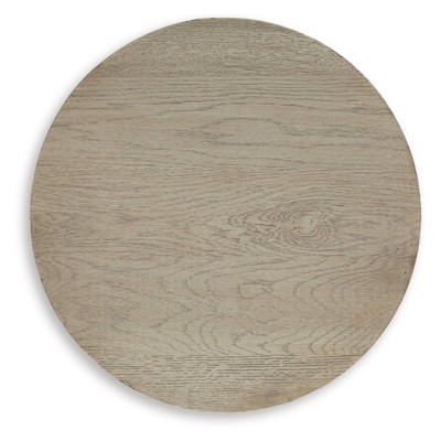 Gray Oak and Aluminum Round Industrial End Table