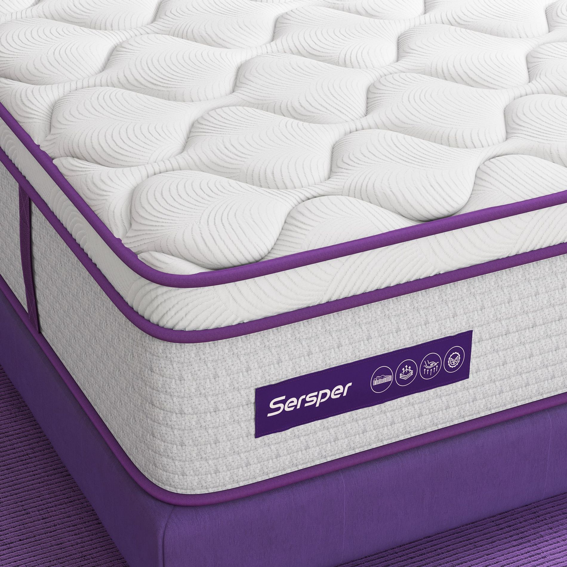 Sersper 10" Euro Top Memory Foam Spring Hybrid Mattress - Compatible with Platform Bed, Box Spring, or Slat Base