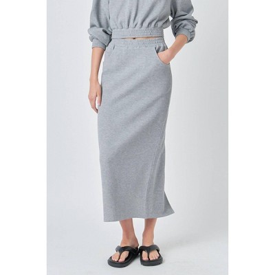 Women's Mid-waisted French Terry Maxi Skirt - Grey Lab
