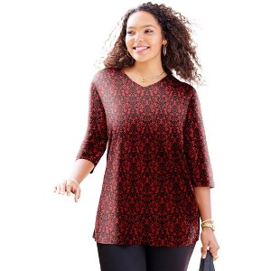Catherines Easy Fit 3/4-Sleeve V-Neck Tunic - 1 of 4