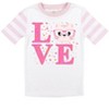 Love Cat Sparkles Youth Short Sleeve Shirt & Pink Striped Sleep Pajama Pants Set - 2 of 4