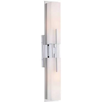 Possini Euro Design Modern Wall Light Chrome 23 1/2" White Glass Vanity Fixture for Bathroom Over Mirror