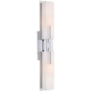 Possini Euro Design Midtown Modern Wall Light Chrome 23 1/2" Fixture White Glass Shade for Bedroom Bathroom Vanity Reading Living Room Hallway House - 1 of 4