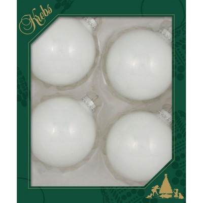 Christmas by Krebs 4ct Porcelain White Shiny Christmas Ball Ornaments 3.25" (80mm)