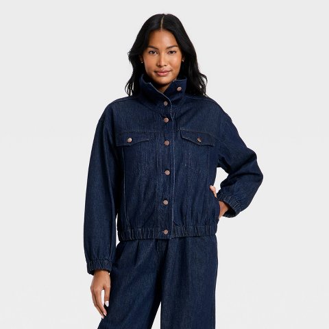 Женские куртки A New Day Women's Denim Jacket - A New Day™ Indigo Dark Wash L