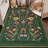 Washable Vintage Floral Printed Rug Non Slip Low Pile Rug Soft Throw Floor Cover Foldable Indoor Carpet for Living Room Bedroom Playroom Nursery - 4 of 4
