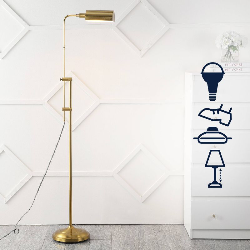 63&#34; Zinnia Industrial Minimalist Height Adjustable Iron Pharmacy Floor Lamp (Includes LED Light Bulb) Brass Gold - JONATHAN Y, 3 of 10