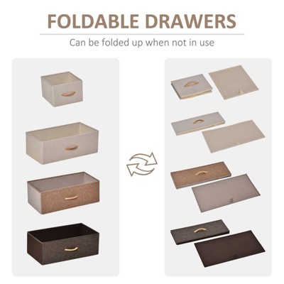 NicBex Drawer Dresser Horizontal Tower Cabinet Organizer Unit Chest of Drawers Easy Pull Fabric Bins with Metal Frame for Hallway