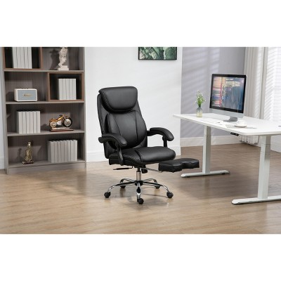 TiramisuBest Black Iron Office Chair, Waterproof Breathable PU, 360¡ã Swivel, 90¡ã - 135¡ã Adjustable, with Footrest for Back Pain