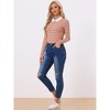 INSPIRE CHIC Women's Long Sleeves Contrast Peter Pan Collar Striped Blouse Top - 3 of 4