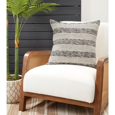 Black and White Striped Cotton Throw Pillow