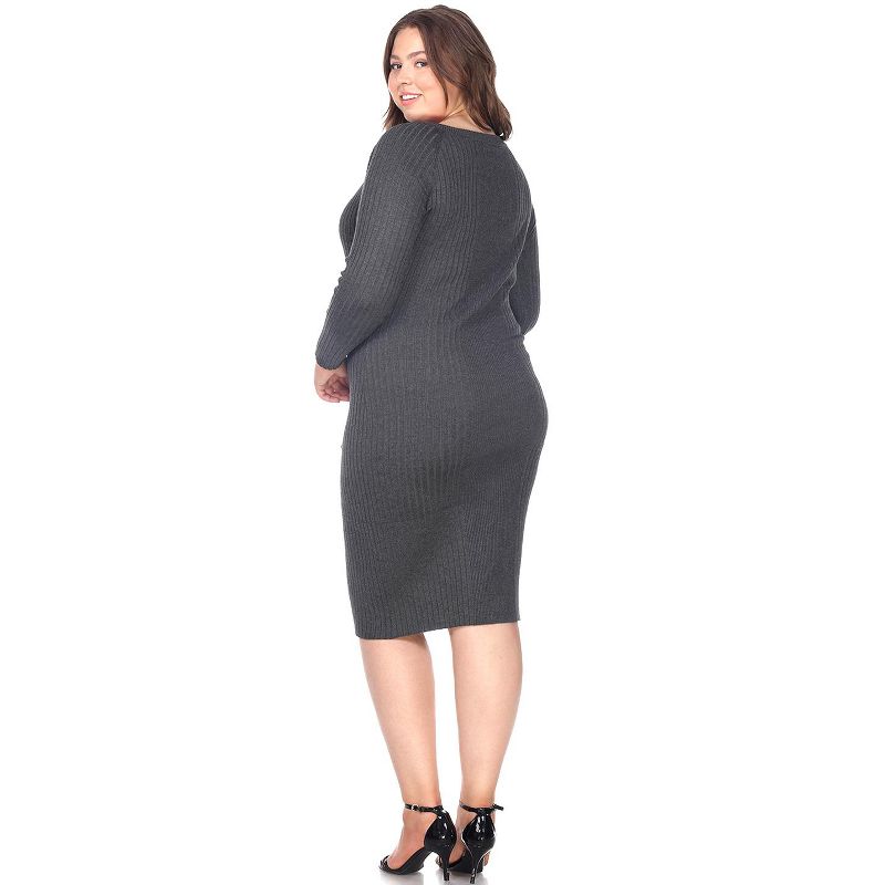 Women's Plus Size Long Sleeve Destiny Sweater Dress - White Mark, 3 of 4