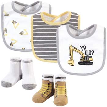 Hudson Baby Infant Boy Cotton Bib and Sock Set, Ya Dig, One Size
