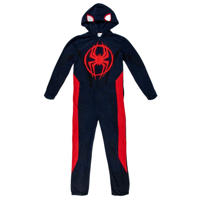 Spider-Man Miles Morales Men's Hooded Union Suit With Leg Hem, 1 of 7