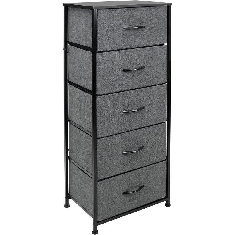 Sorbus Narrow 5 Drawers Nightstand with Steel Frame, Wood Top, Easy Pull Fabric Bins for Home, Bedroom, Office & Dorm, 1 of 7