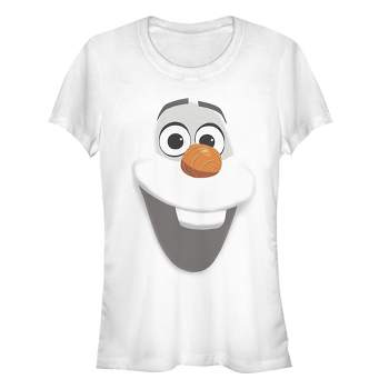 Juniors Womens Frozen Olaf Face T-Shirt