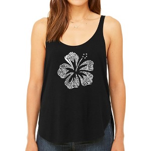 LA Pop Art Women's Premium Word Art Flowy Tank Top - Mahalo - 1 of 4