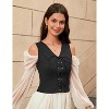 Acekool Women’s Pirate Steampunk Vest – Lace-Up Medieval Bodice, Suede Look Cosplay Waistcoat for Costume or Daily Wear - 2 of 4
