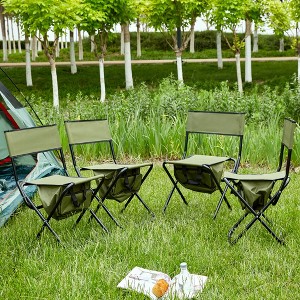 Airsurfer 4-Pack Portable Folding Camping Chairs with Storage Bags, Lightweight Outdoor Chairs for Camping, Fishing, Picnics – Green - 1 of 4