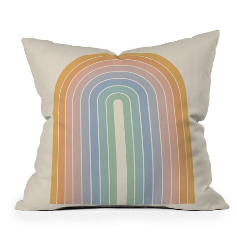 Black Rainbow Geo Print Tassel Throw Pillow