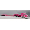 DCP by First Gear, 1/64 Pink Kenworth W900L w/ Fontaine Tri-axle Lowboy & Flip Axle, 60-1497 - 2 of 4