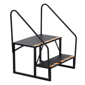 RV Steps with 1 Handrails, Heavy Duty Hot Tub Steps, Portable Mobile Home Stairs Steps, Ladder Stairs for Travel Trailer, Camper, Pool, 2 Step - 1 of 4