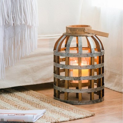 Decorative Wooden Lantern with Handle, Candle Holder Lantern with Silver Metal Frame for Indoor Outdoor, Garden or Wedding Décor – The Pop Home
