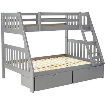 Donco Kids Austin Mission Twin Over Full Dark Grey Bunkbed with Dual Underbed Drawers