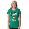 Seven Times Six Disney Womens' Classic Comfy Mickey Mouse Character Crewneck Shirt Top Green - 3 of 4