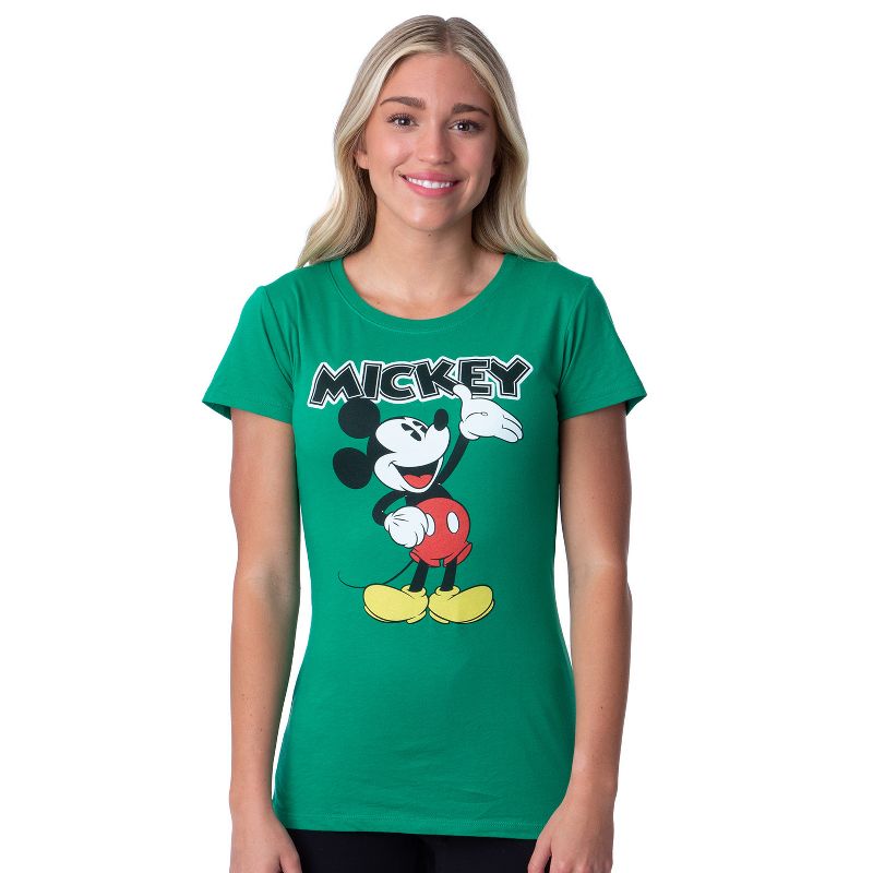 Disney Womens' Classic Comfy Mickey Mouse Character Crewneck Shirt Top, 3 of 4