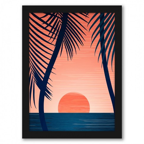 Americanflat Peace And Palms By Modern Tropical Black Frame 24 X36 Target