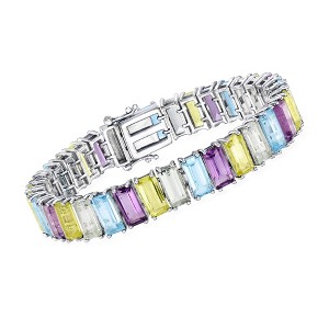 Ross-Simons 51.00 ct. t.w. Multi-Gemstone Tennis Bracelet in Sterling Silver Size 7 - 1 of 3