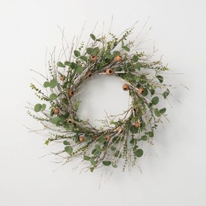 Sullivans Artificial Birch Eucalyptus Pods Wreath - 1 of 3