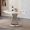 47'' Modern High Gloss Faux Marble Round Dining Table with Stainless Steel Base, Contemporary Kitchen or Dining Room Table – The Pop Home - 2 of 4