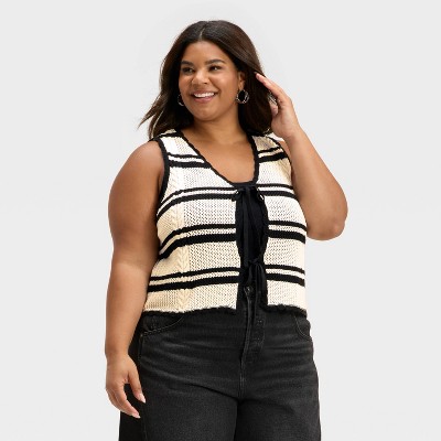 Women's Openwork Tie-Front Sweater Vest - Universal Thread™
